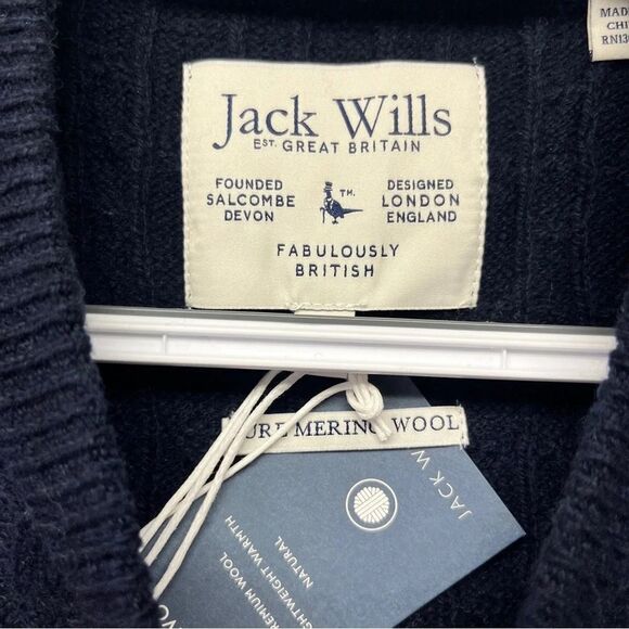 Jack Wills Women’s Wool Sweater Tinsbury Cable Knit Navy NWT size S - Picture 2 of 10